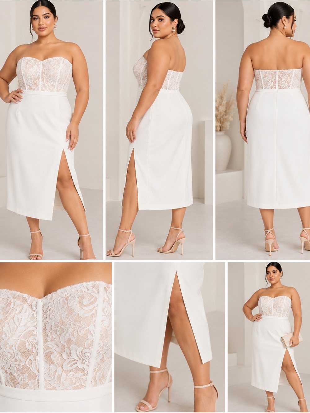City Chic Ivory Lace Corset Midi Dress Plus Size 20 NWT Bridal